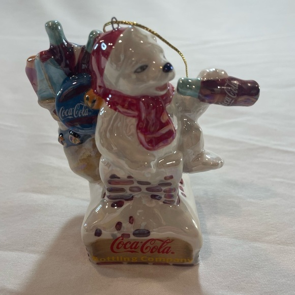 Lot Of 2 Coca Cola Christmas Ornaments 2003 Pearlescent Porcelain Bottle Works - Picture 12 of 16